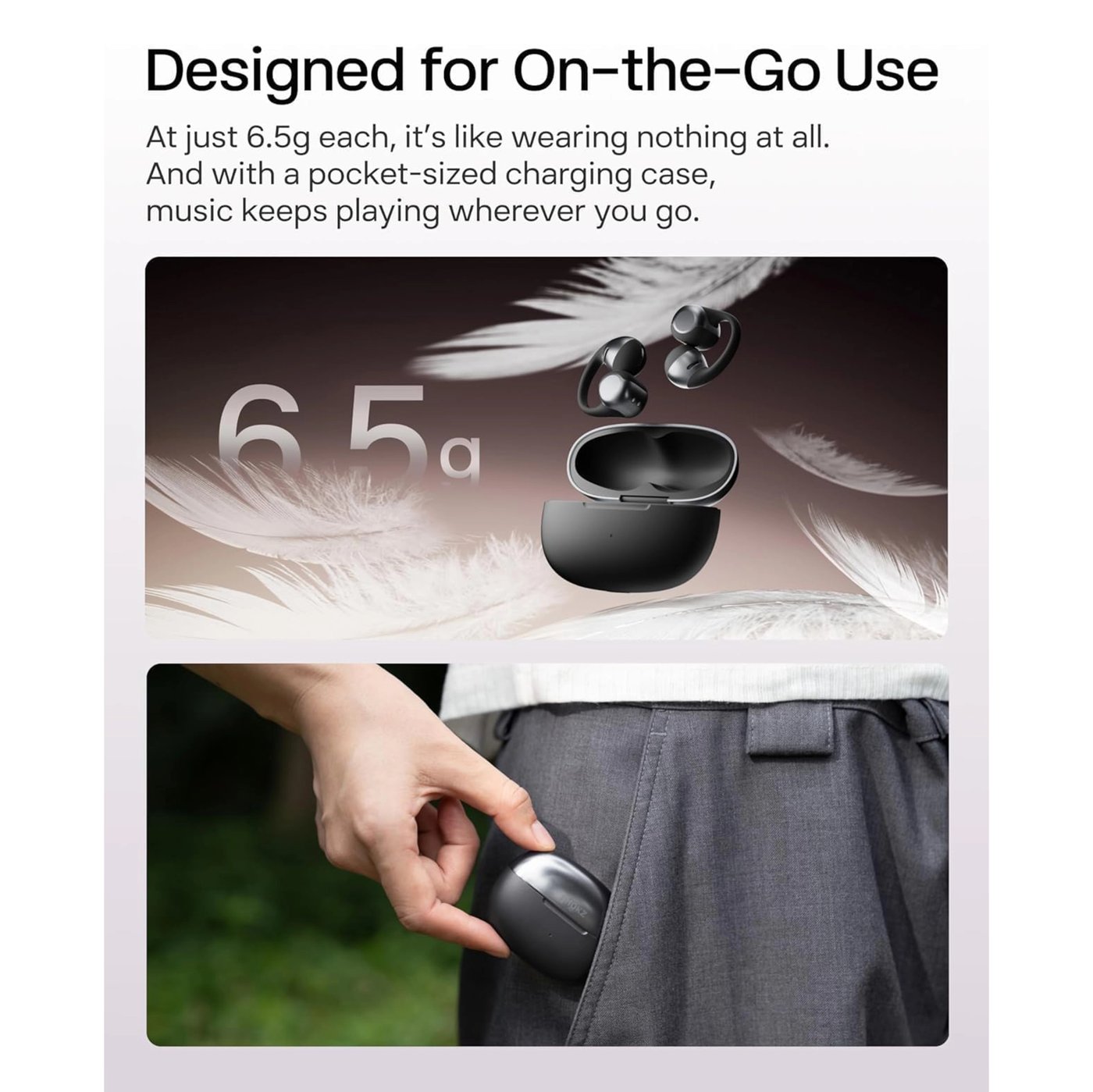 Shokz OpenDots One – trådløse åpne clip-on-hodetelefoner Svart