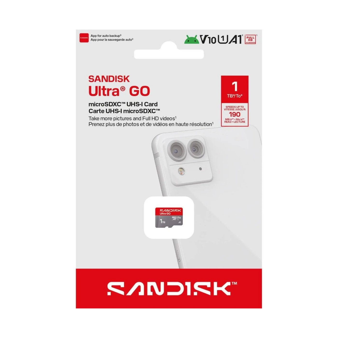Sandisk microSD Ultra Go minneskort 1 TB – 190 MB/s