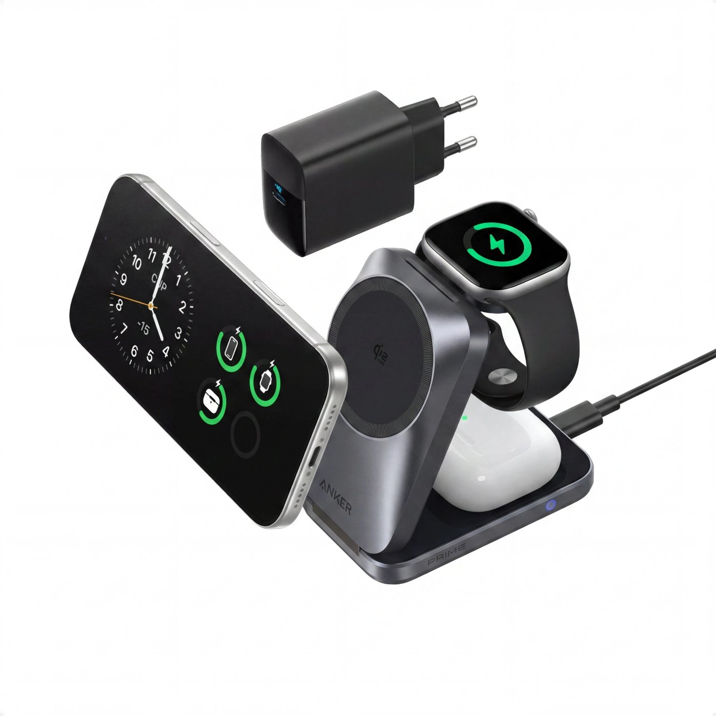 Anker Prime Foldable trådlös laddstation 3-i-1 MagGo Svart