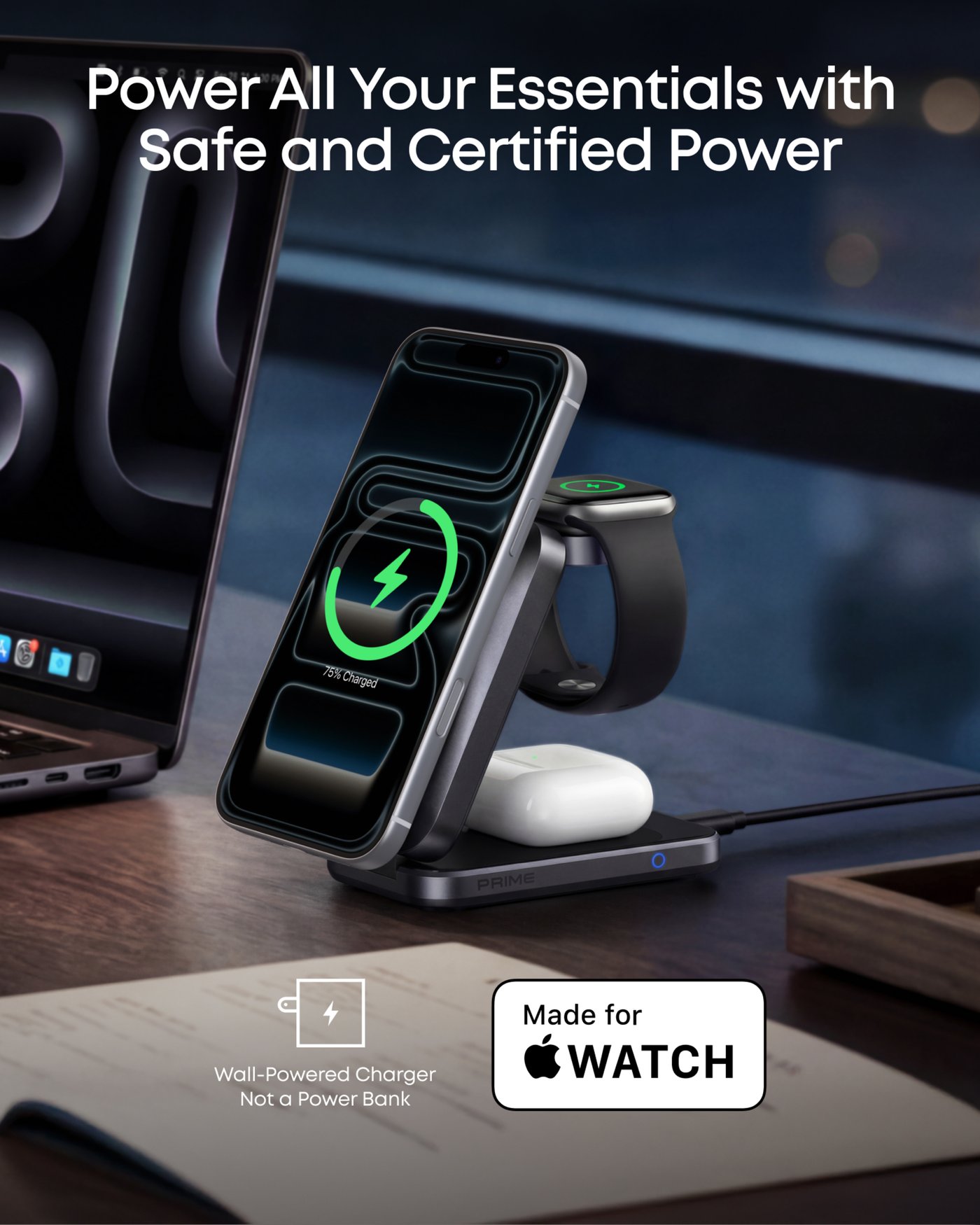 Anker Prime Foldable trådlös laddstation 3-i-1 MagGo Svart