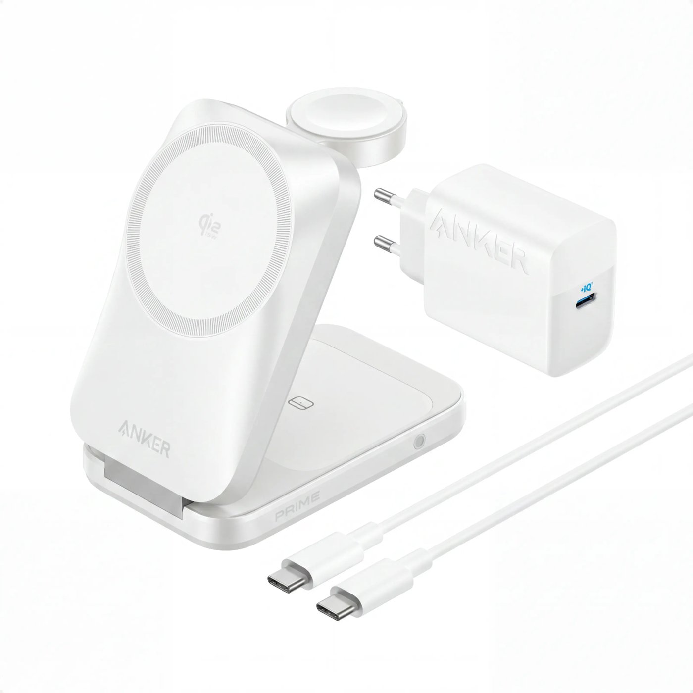 Anker Prime trådlös laddningsstation 3-i-1, MagGo, AirCool, vikbar Silver