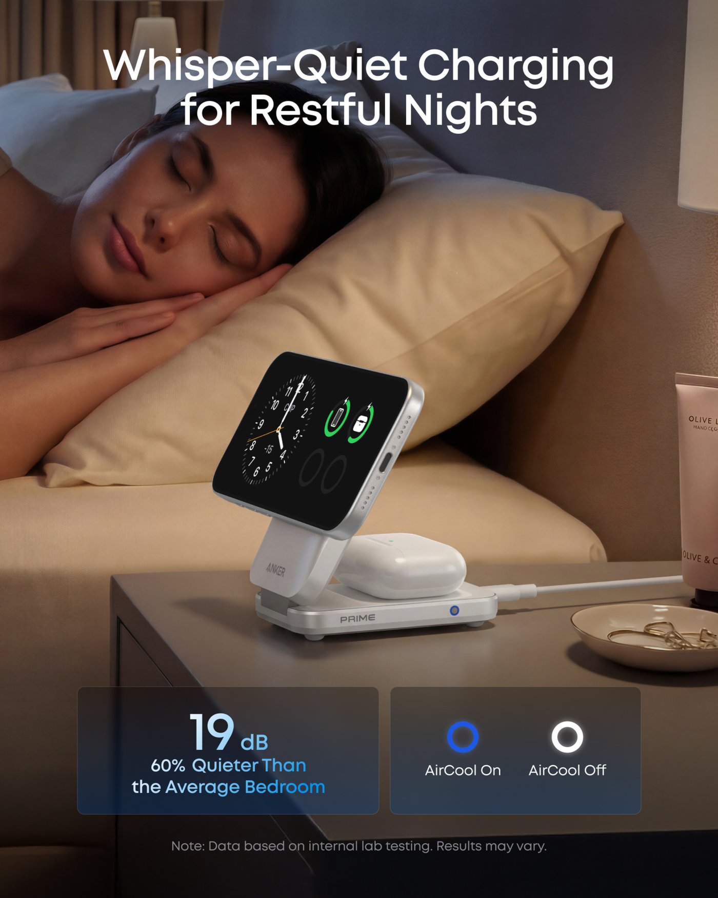 Anker Prime trådlös laddningsstation 3-i-1, MagGo, AirCool, vikbar Silver