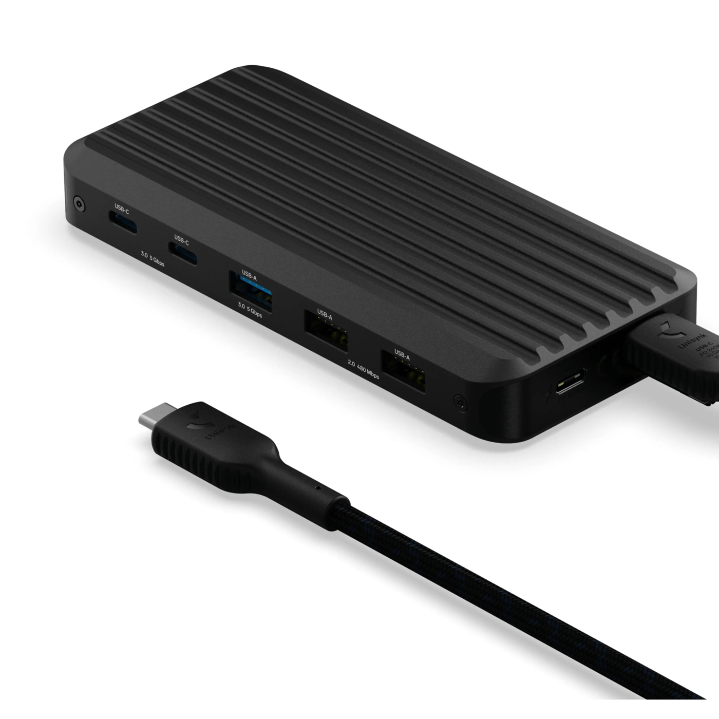 Unisynk 10-porters USB-C-hubb med 140 W pass-through