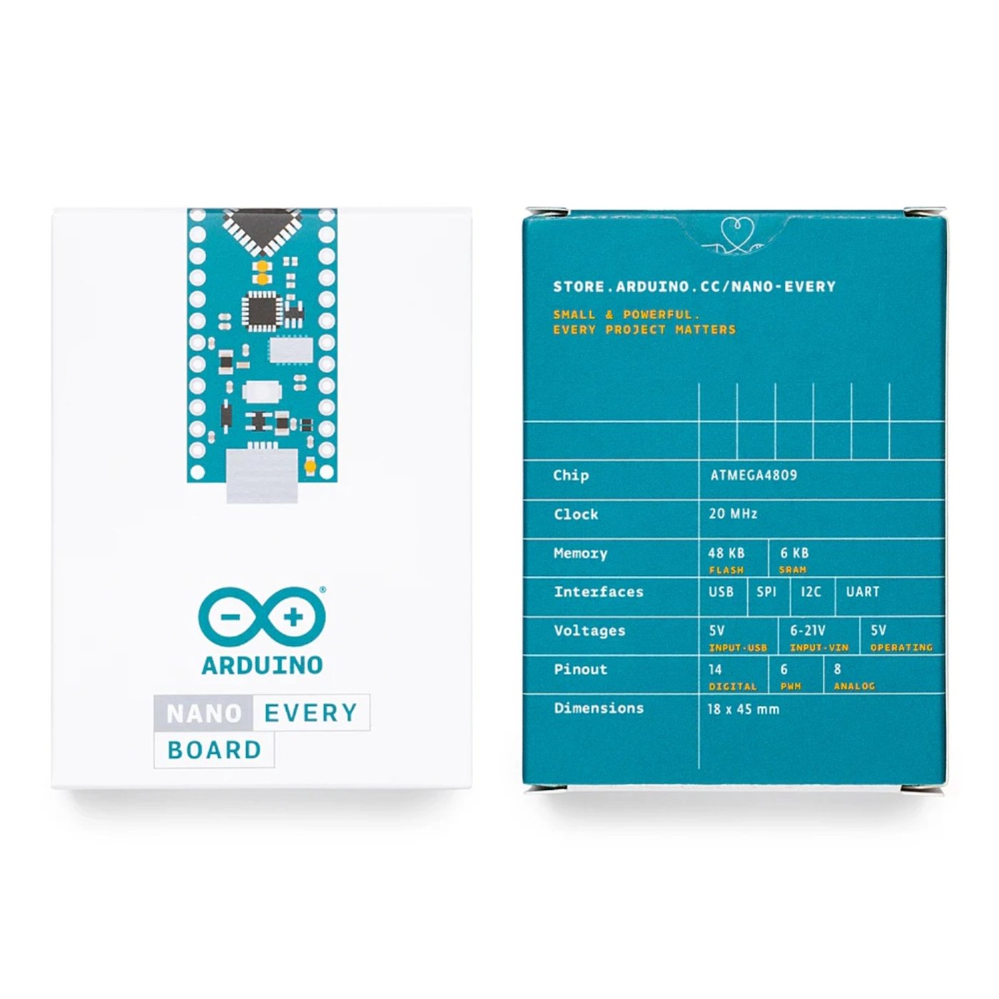 Arduino Nano Every utviklingskort Uten stiftlister