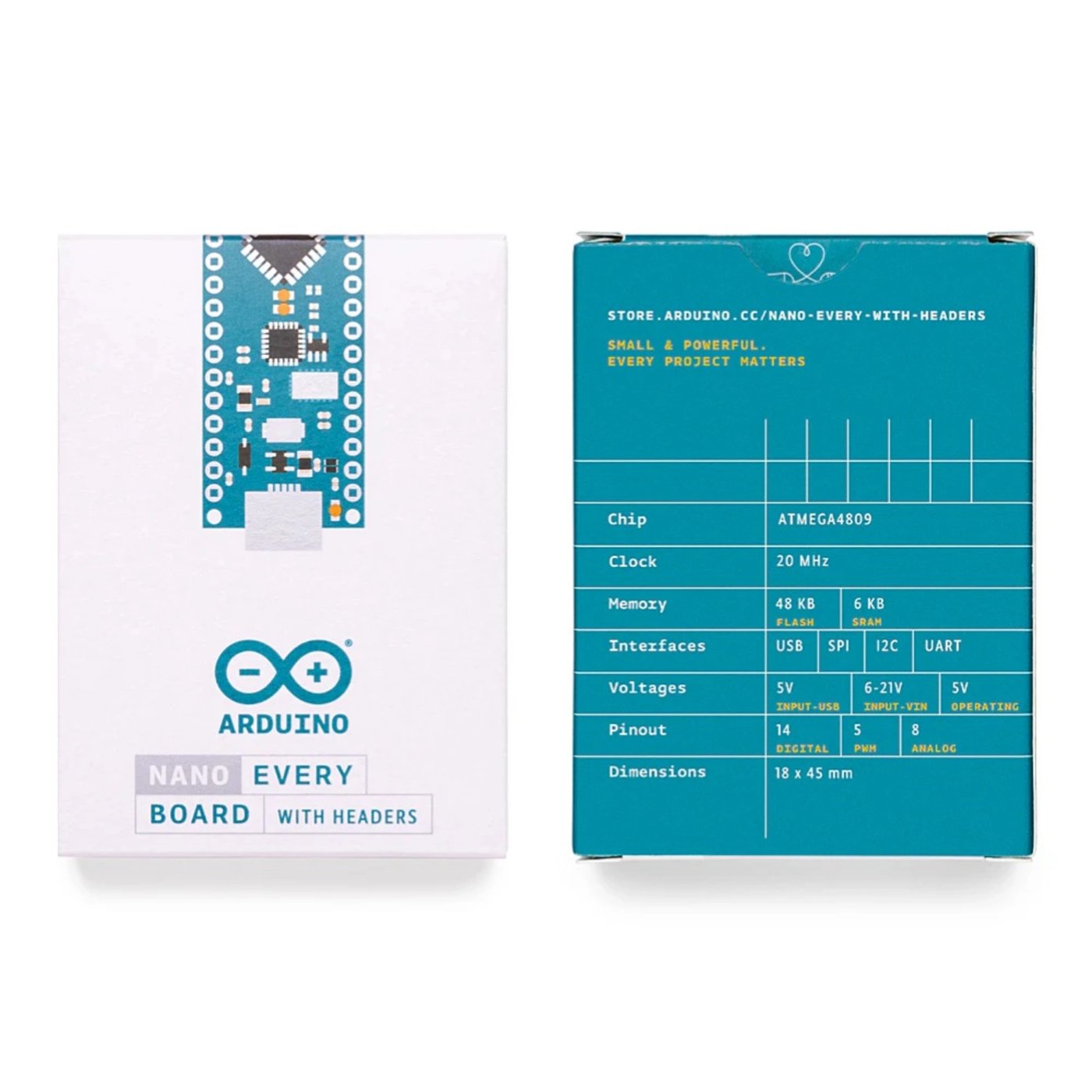 Arduino Nano Every utvecklingskort Med stiftlister