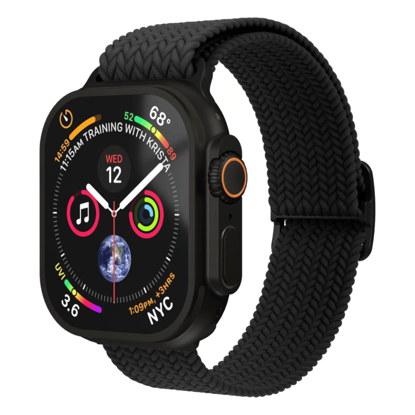 Vonmählen Woven Loop flätat armband till Apple Watch 40/41/42 mm All Black