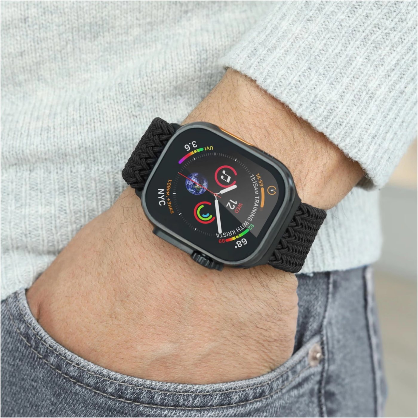 Vonmählen Woven Loop flätat armband till Apple Watch All Black