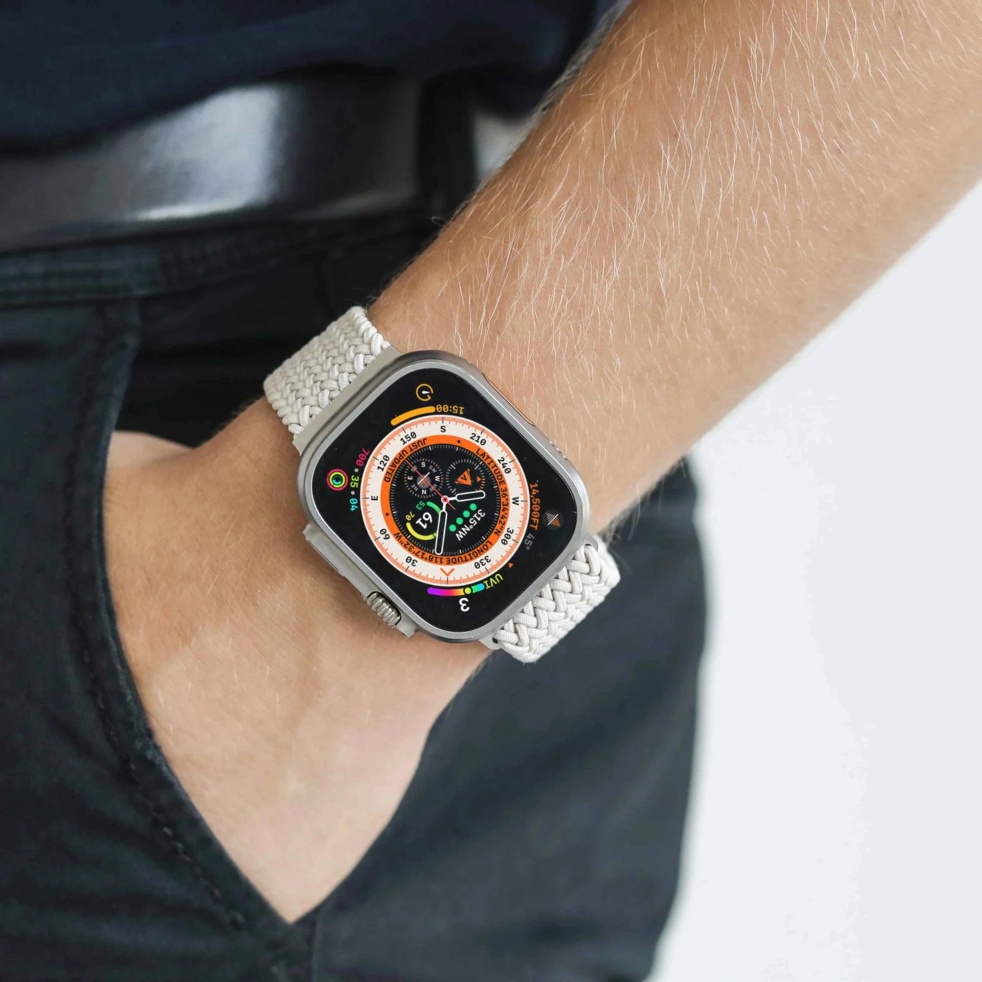 Vonmählen Woven Loop flätat armband till Apple Watch Cream