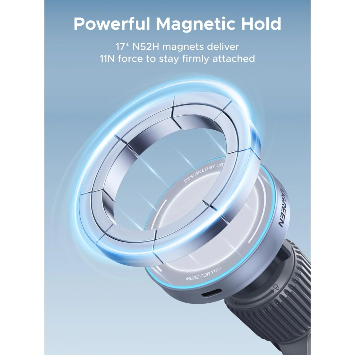 Ugreen MagFlow 25 W magnetisk trådlös billaddare