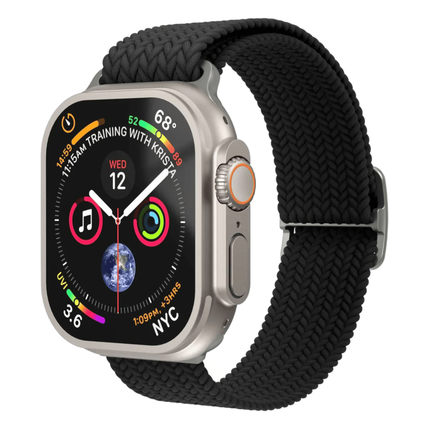 Vonmählen Woven Loop flettet rem til Apple Watch 40/41/42 mm Black