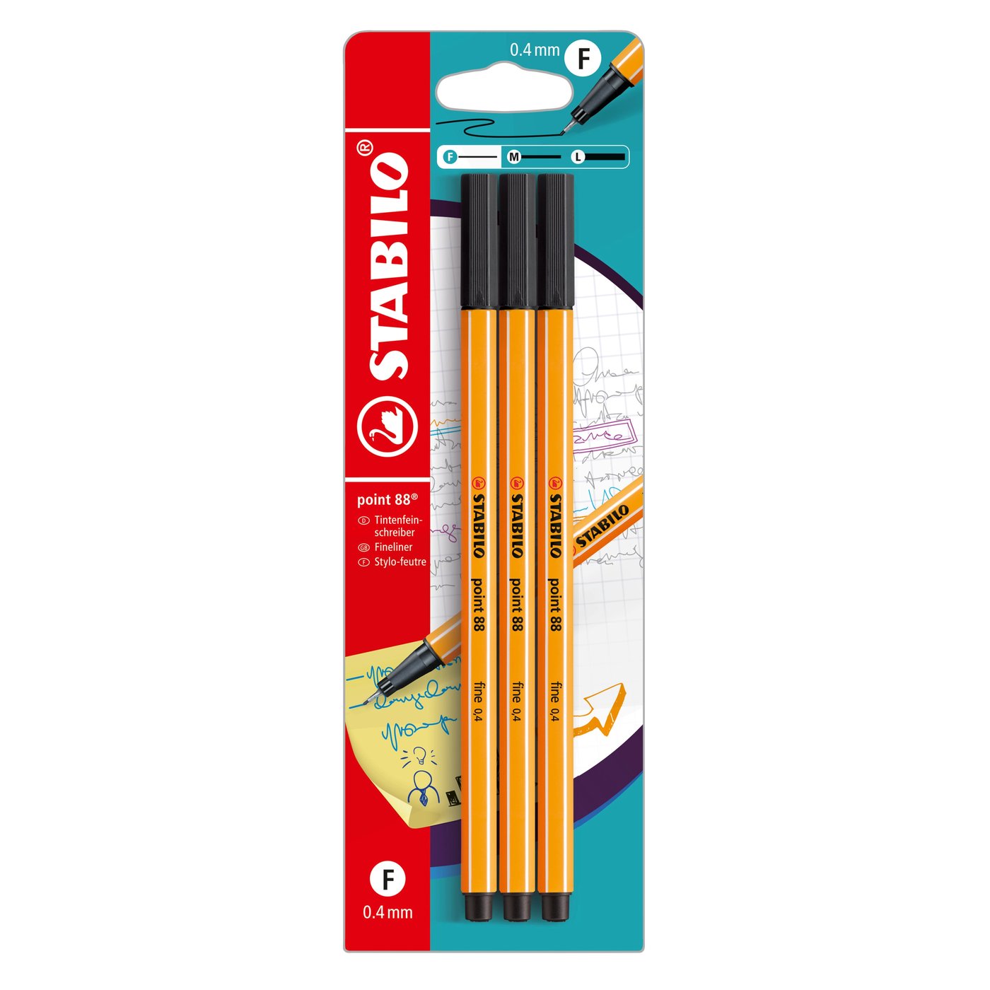 Stabilo Point 88 fineliner 0,4 mm 3-pk.
