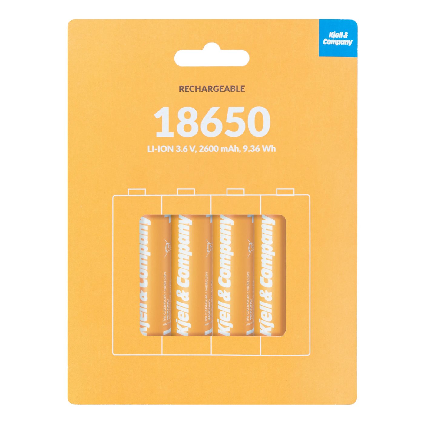 Kjell & Company 18650 Li-ion-batteri 3,6 V 2600 mAh 4-pack