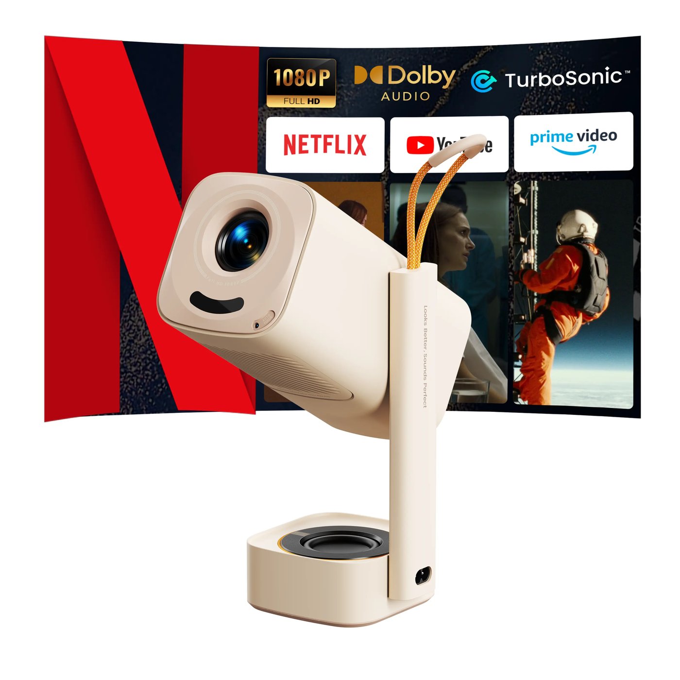 Yaber T1 Pro bärbar Full HD-projektor med inbyggda streamingtjänster