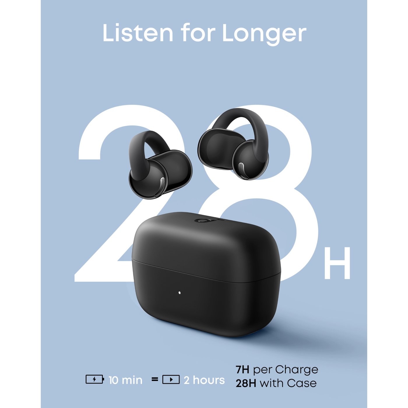 Soundcore C50i trådløse open ear-hodetelefoner Svart