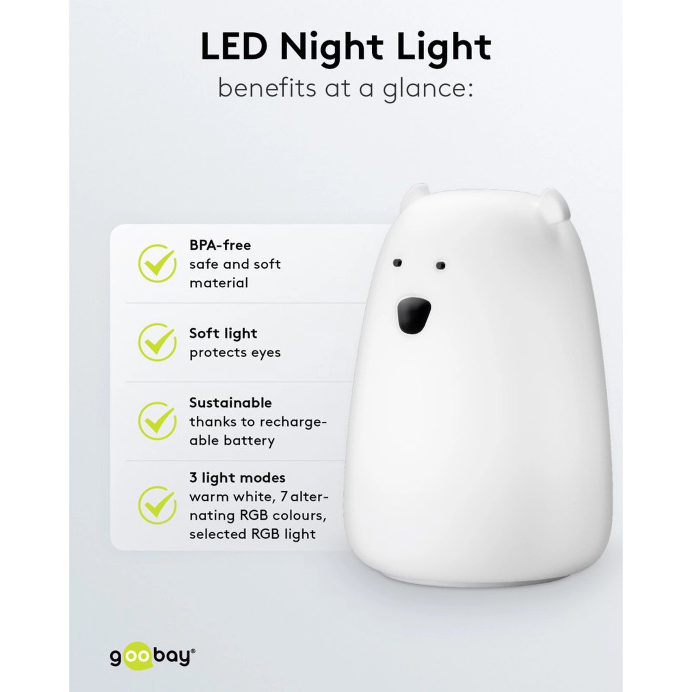 LED-nattlampa Isbjörn