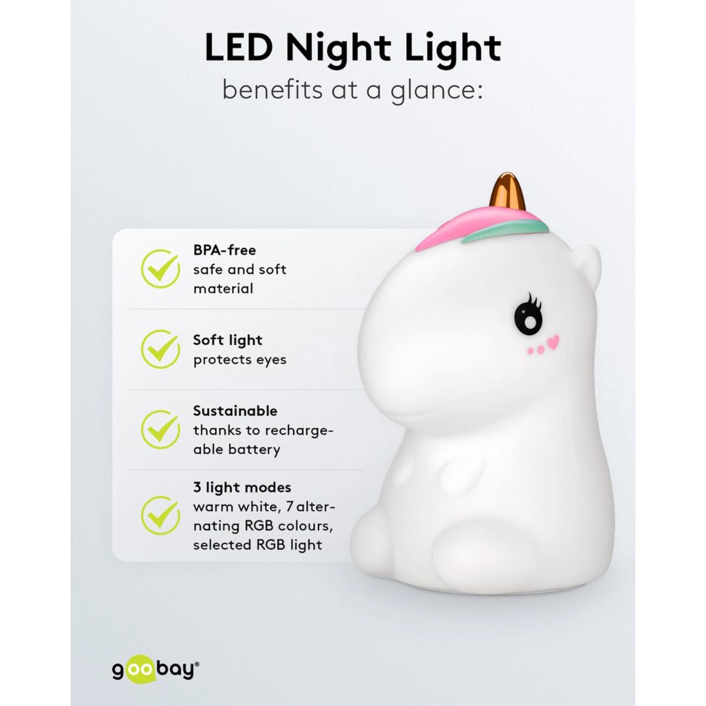 LED-nattlampa Enhörning