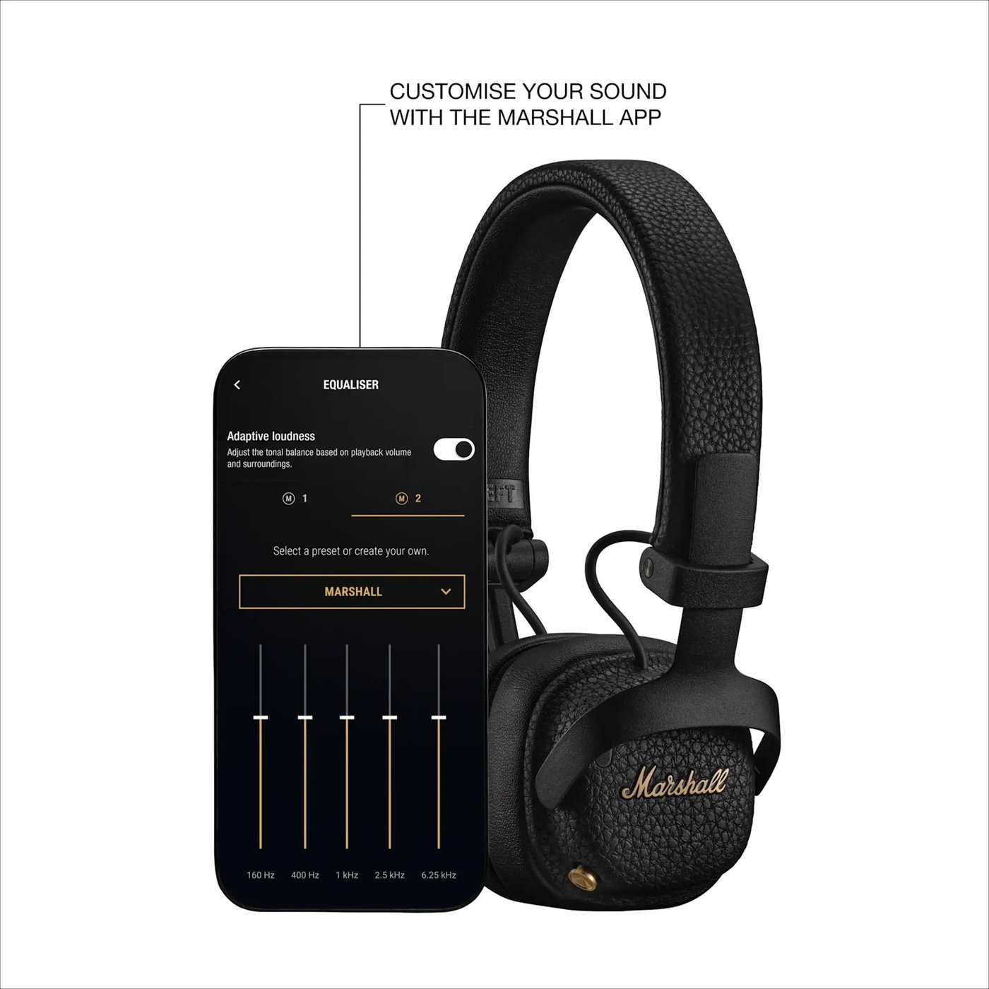 Marshall Milton A.N.C. støyreduserende on-ear-hodetelefoner Svart