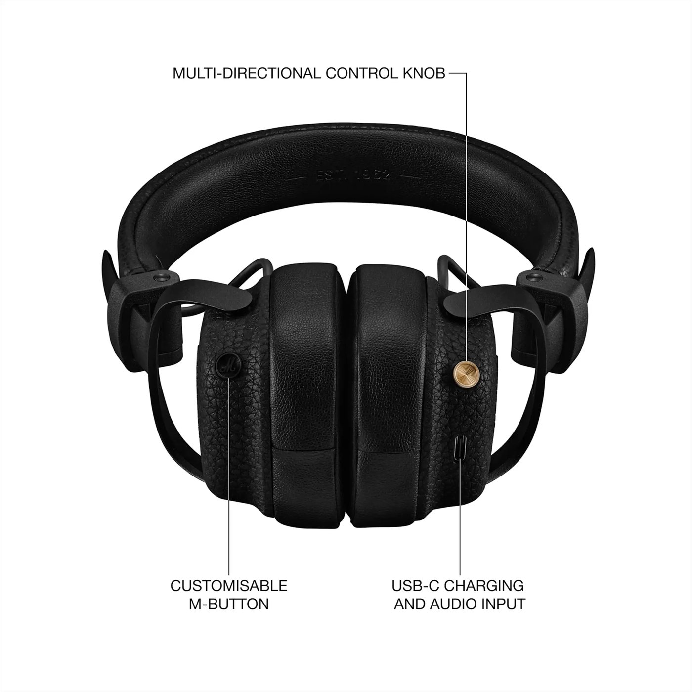 Marshall Milton A.N.C. støyreduserende on-ear-hodetelefoner Svart