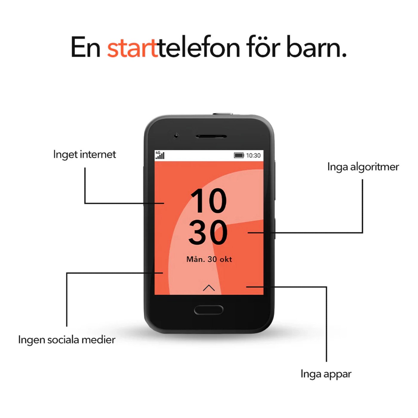 Xplora One - barnmobil utan internet och sociala medier Svart