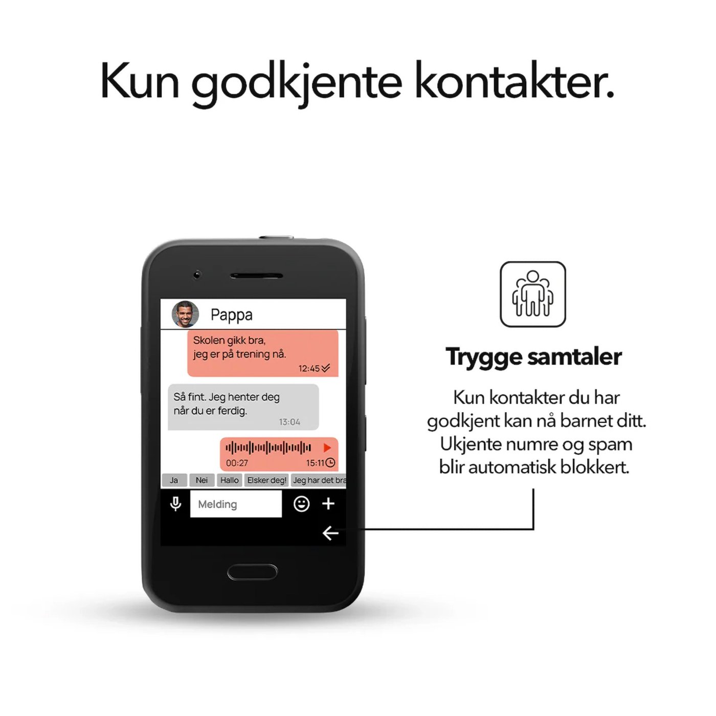 Xplora One - barnmobil uten internett og sosiale medier Svart