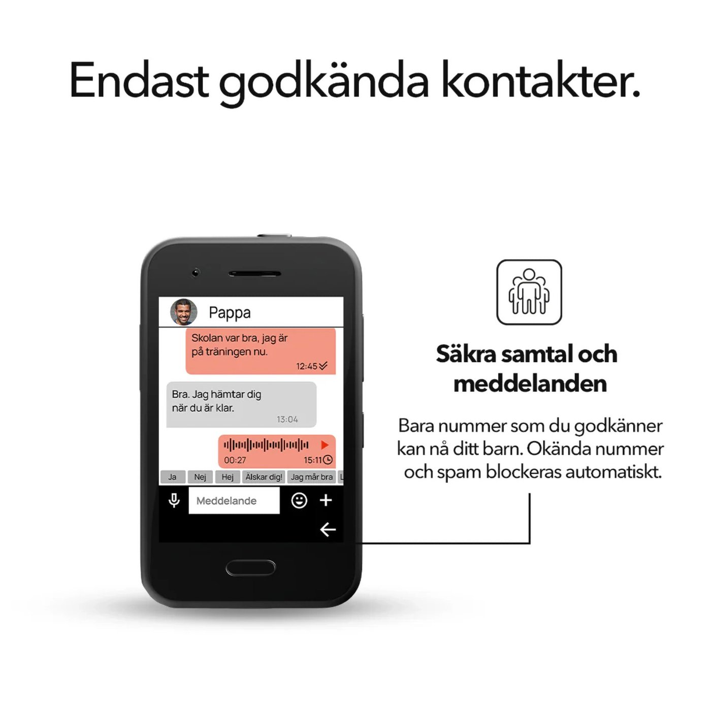Xplora One - barnmobil utan internet och sociala medier Svart