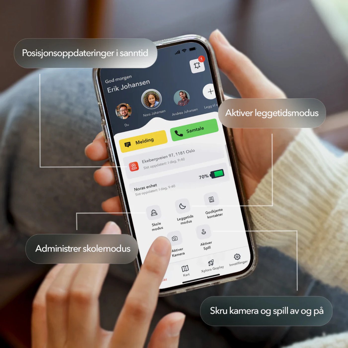 Xplora One - barnmobil uten internett og sosiale medier Svart