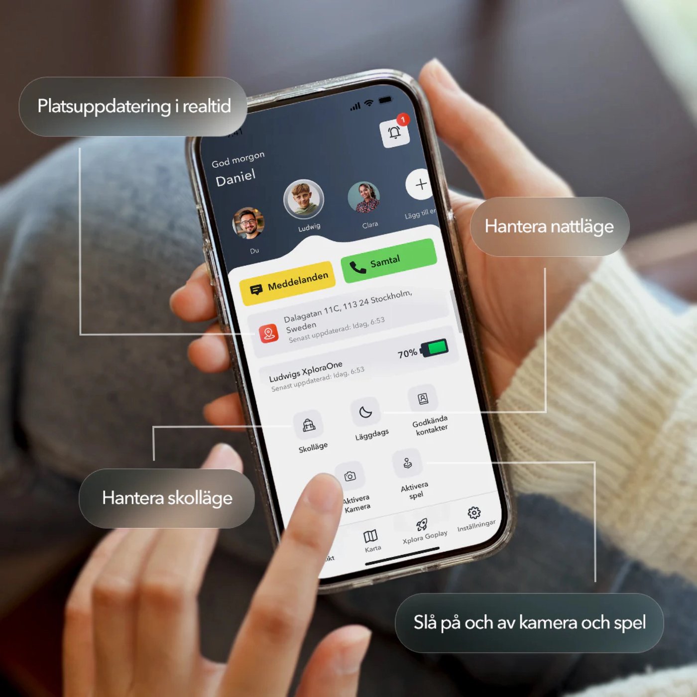 Xplora One - barnmobil utan internet och sociala medier Svart