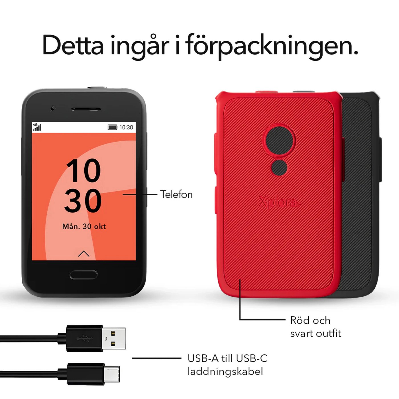 Xplora One - barnmobil utan internet och sociala medier Svart