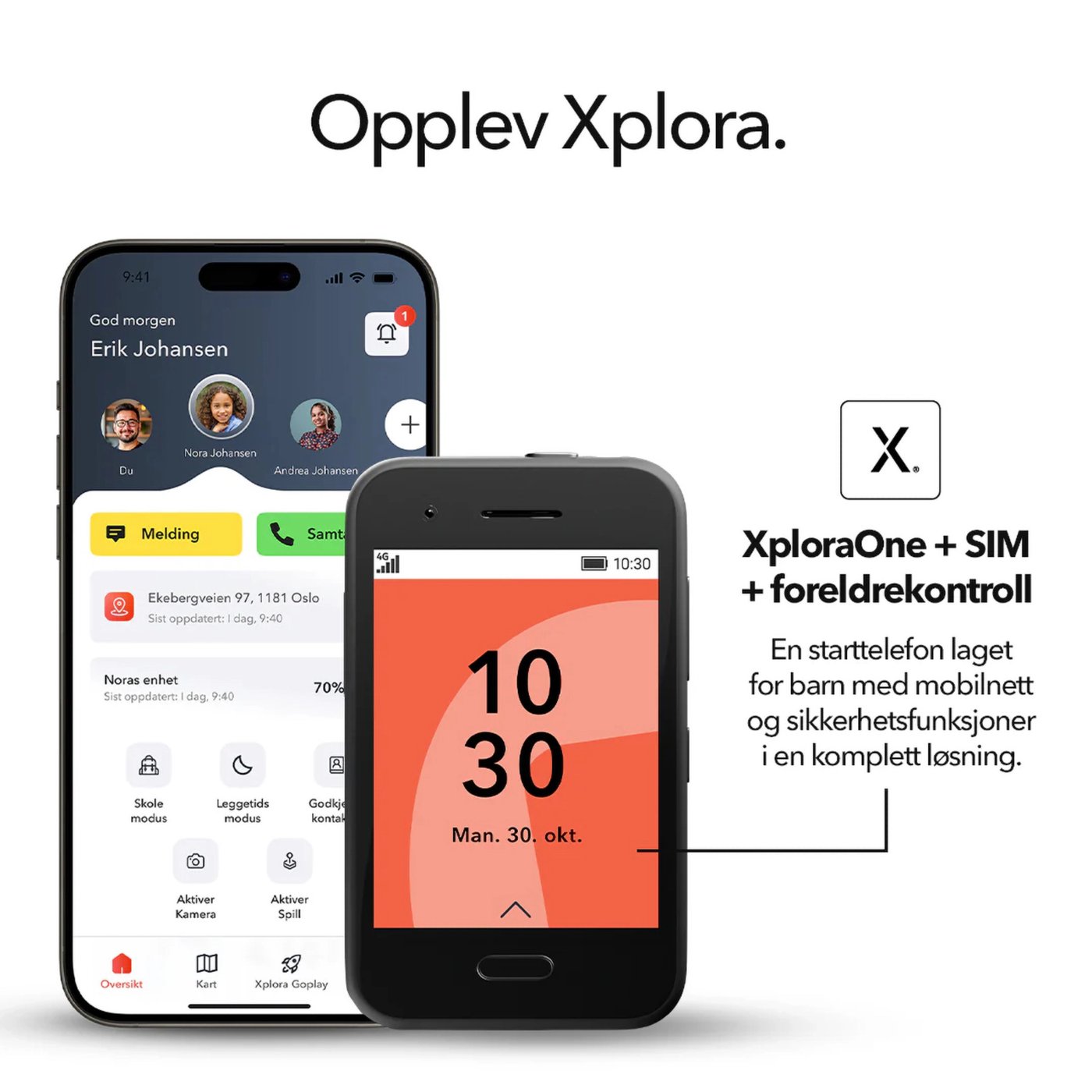 Xplora One - barnmobil uten internett og sosiale medier Svart