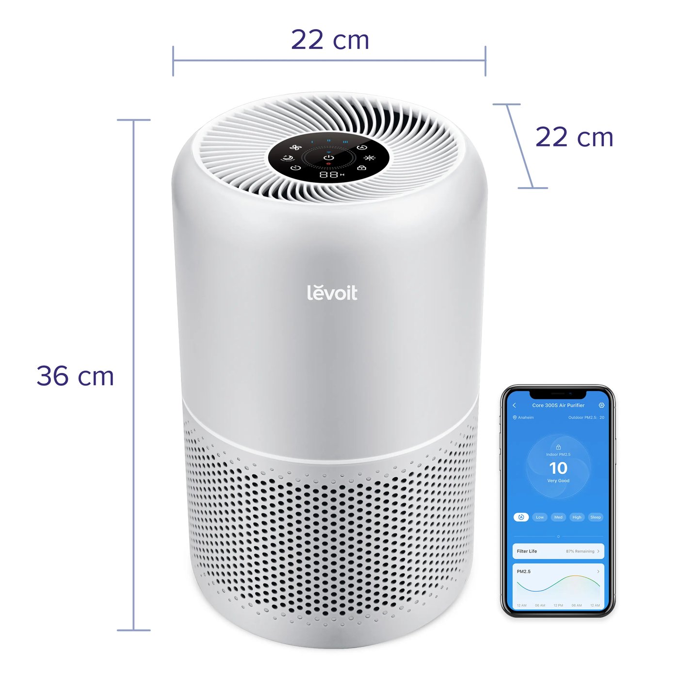 Levoit Core 300S Pro Smart luftrenare Vit