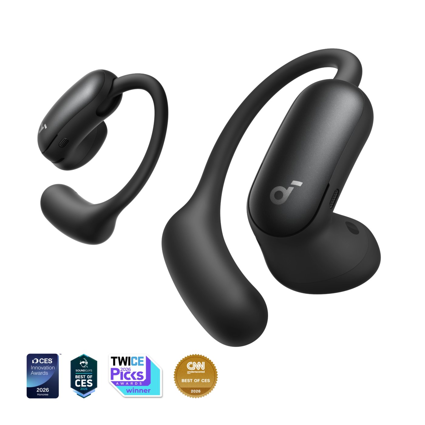 Soundcore AeroFit 2 Pro open ear-hodetelefoner med støyreduksjon Svart