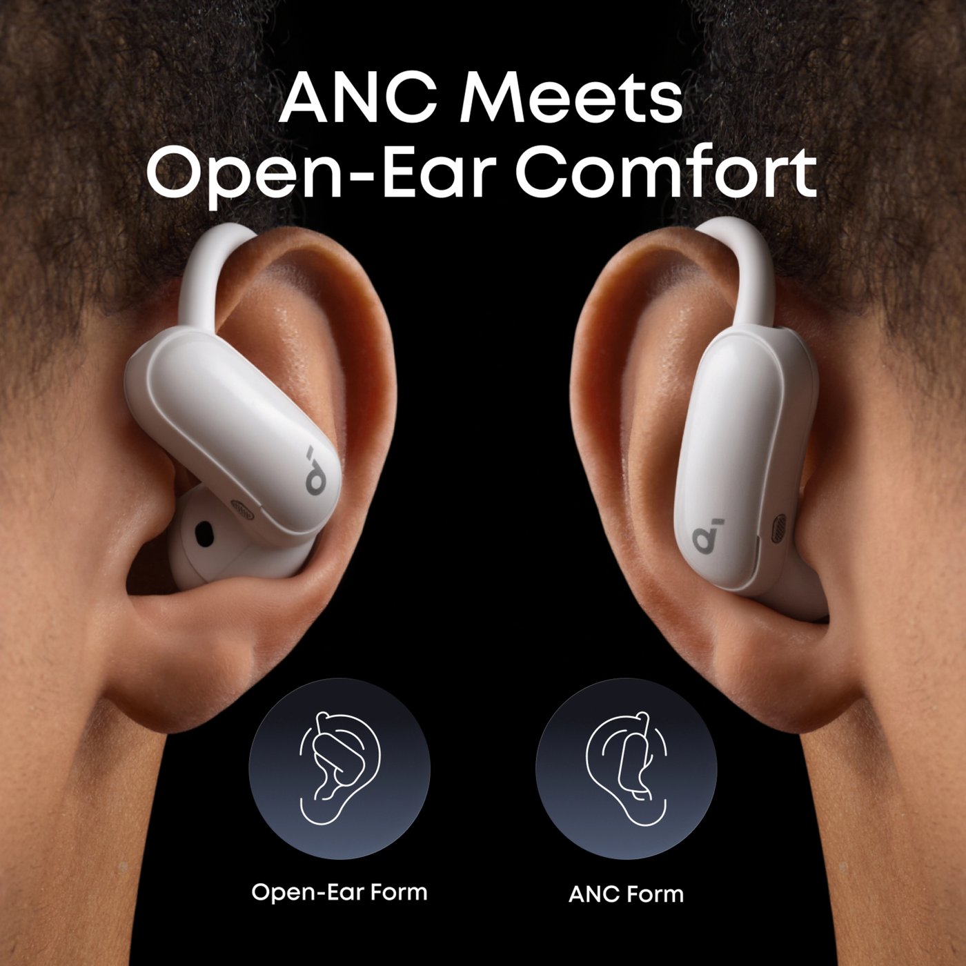 Soundcore AeroFit 2 Pro open ear-hodetelefoner med støyreduksjon Hvit