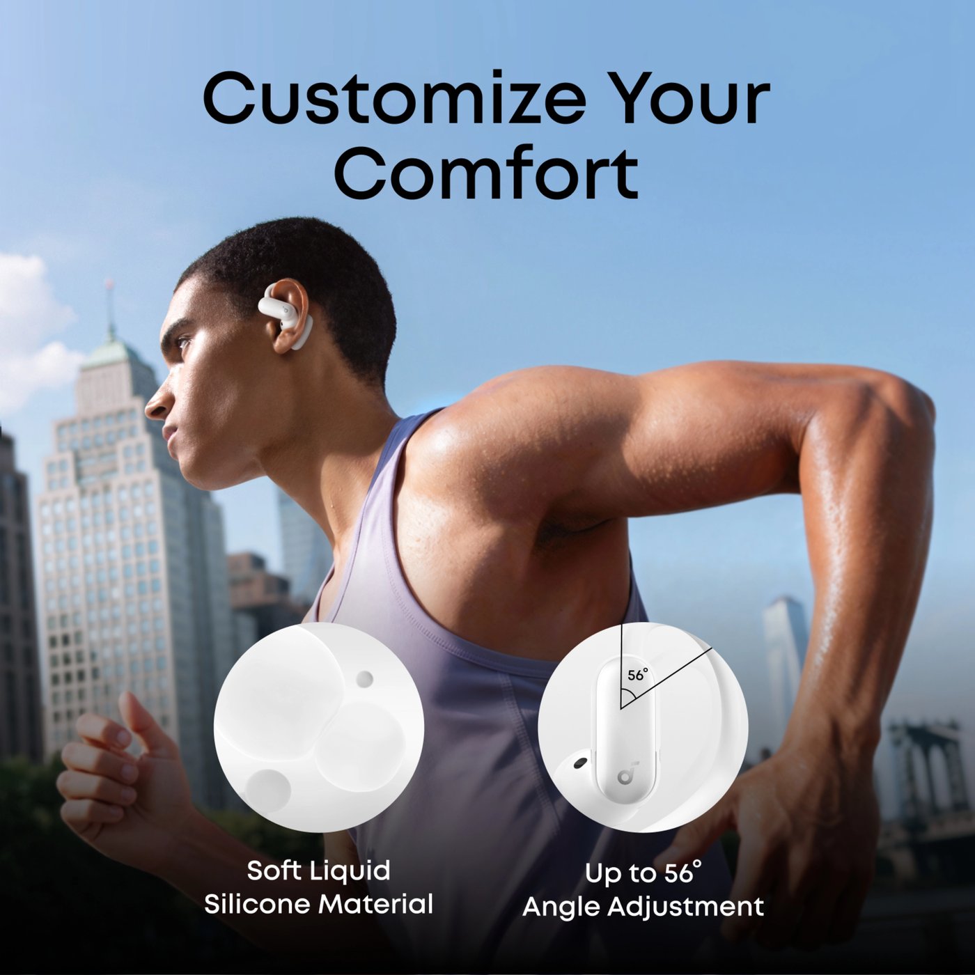 Soundcore AeroFit 2 Pro open ear-hodetelefoner med støyreduksjon Hvit