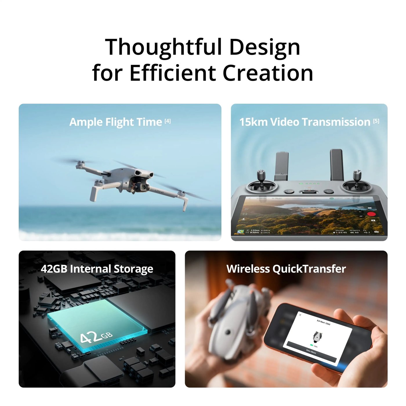 DJI Lito X1 kameradrönare med 4K HDR Grå