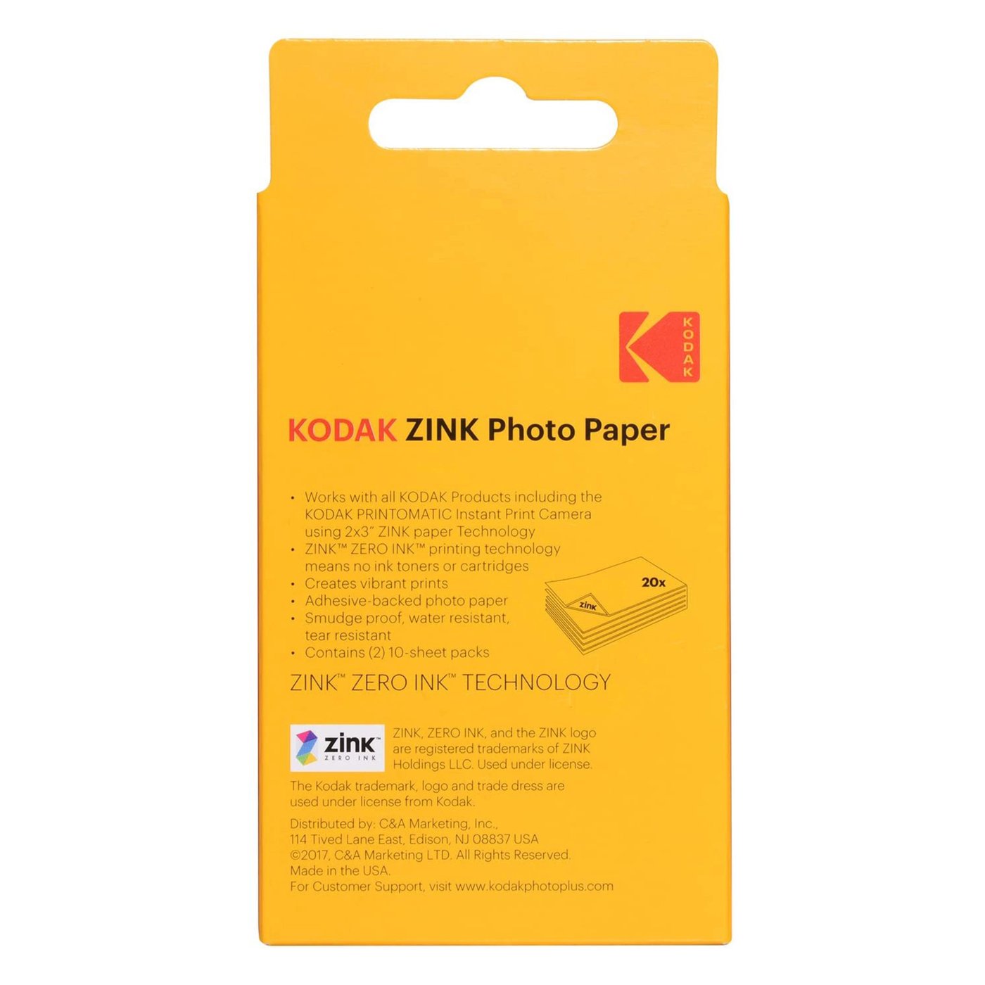 Kodak Zink fotopapper 2 x 3" 20-pack