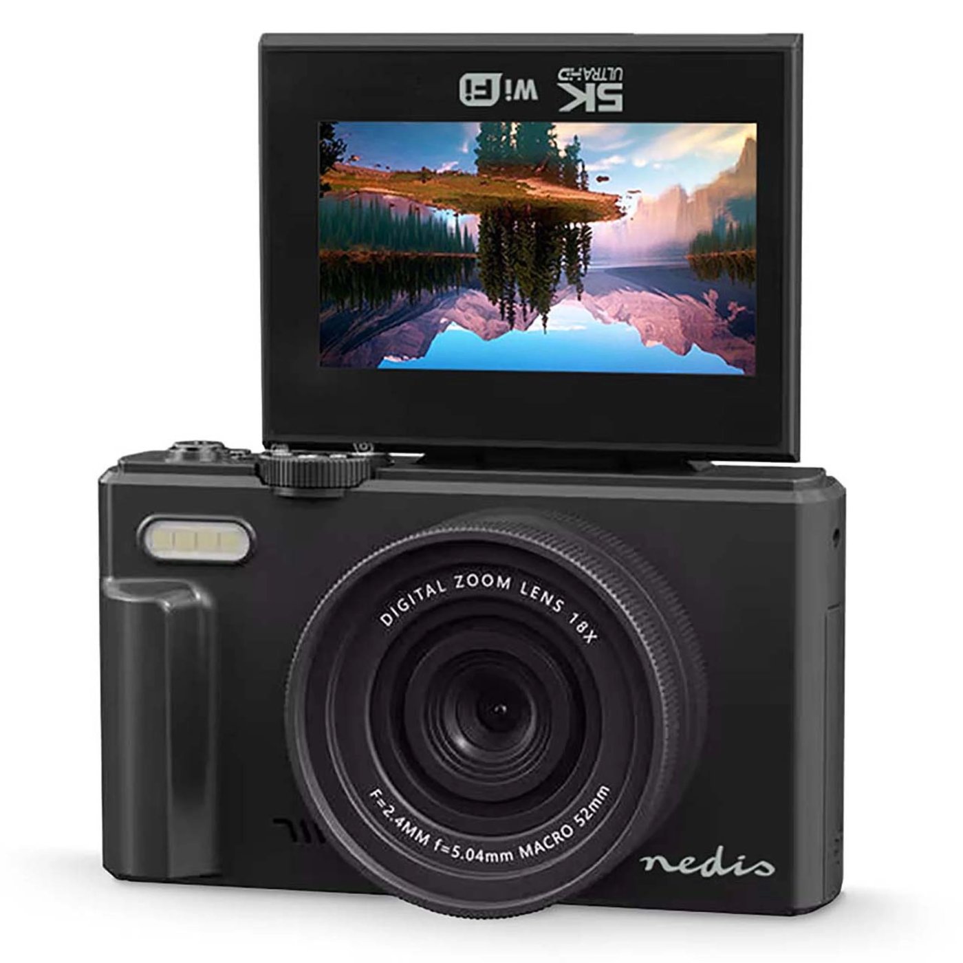 Nedis 5K-digitalkamera med vikbar skärm