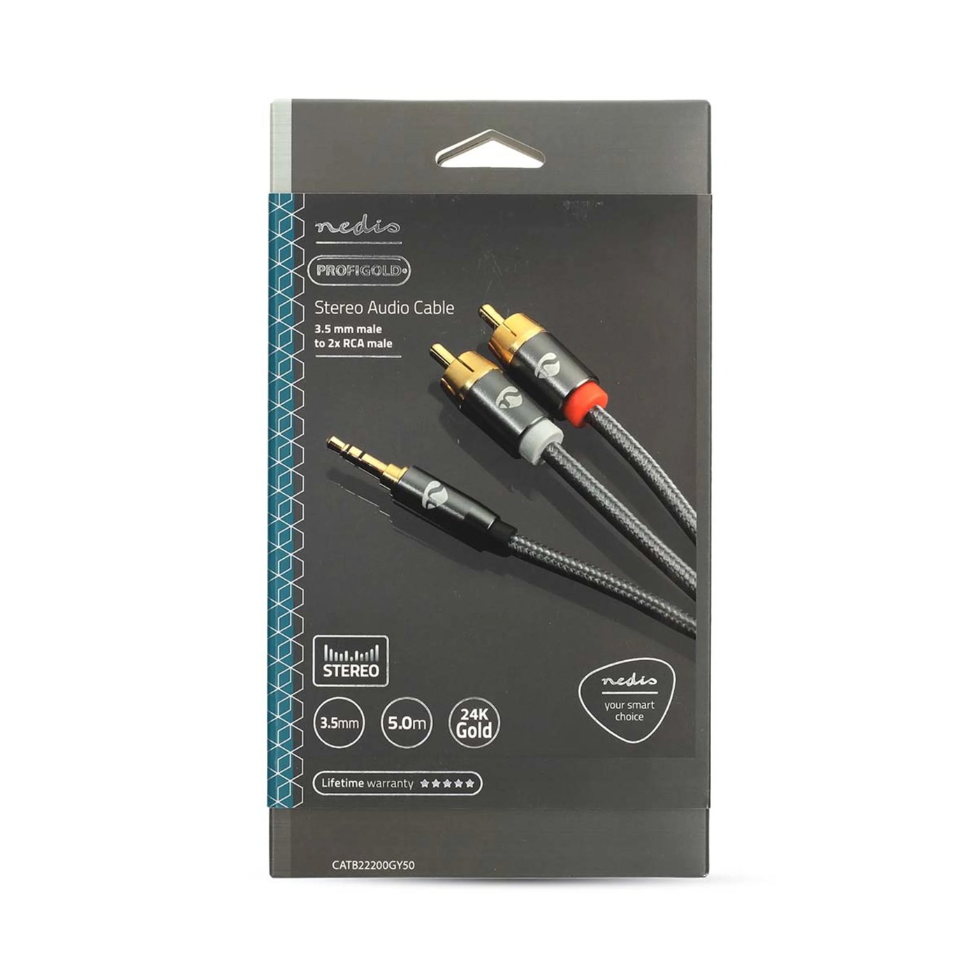 Nedis Stereoljudkabel 3,5 mm till 2x RCA 5 m