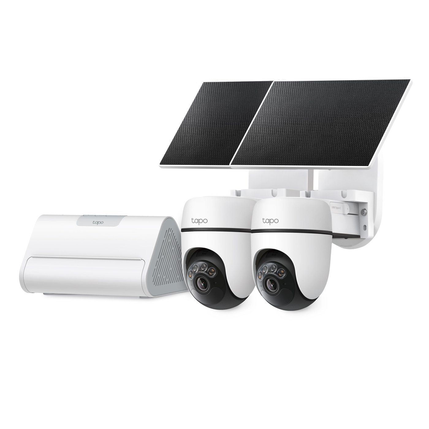 TP-Link Tapo HB112 solcellsdriven övervakningskamera 2K pan/tilt 2-pack Vit