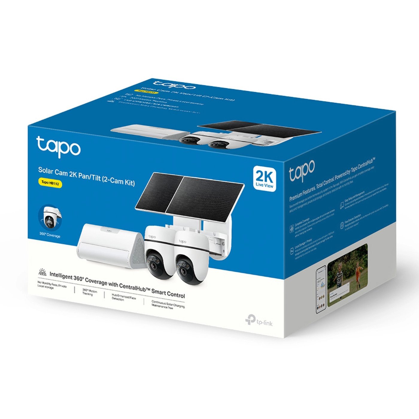 TP-Link Tapo HB112 solcellsdriven övervakningskamera 2K pan/tilt 2-pack Vit