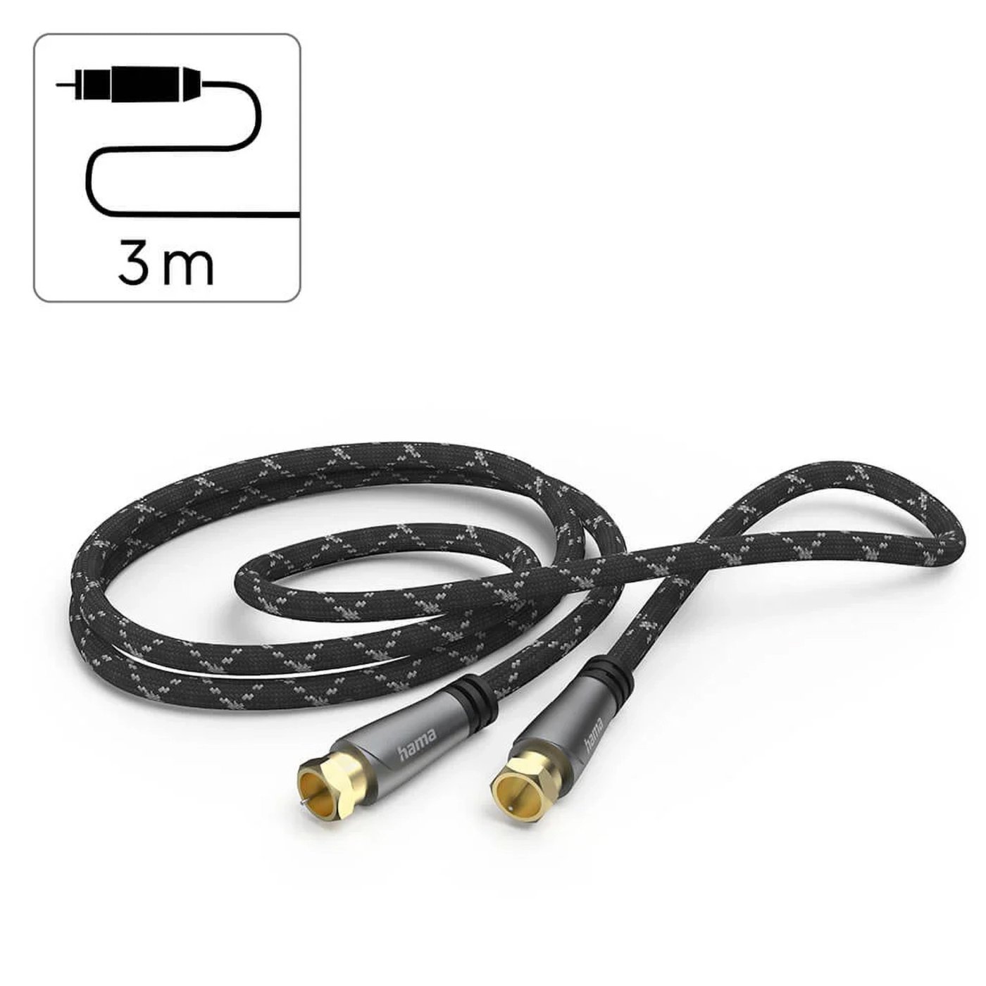Hama SAT-antennkabel med F-kontakt 120 dB 3 m