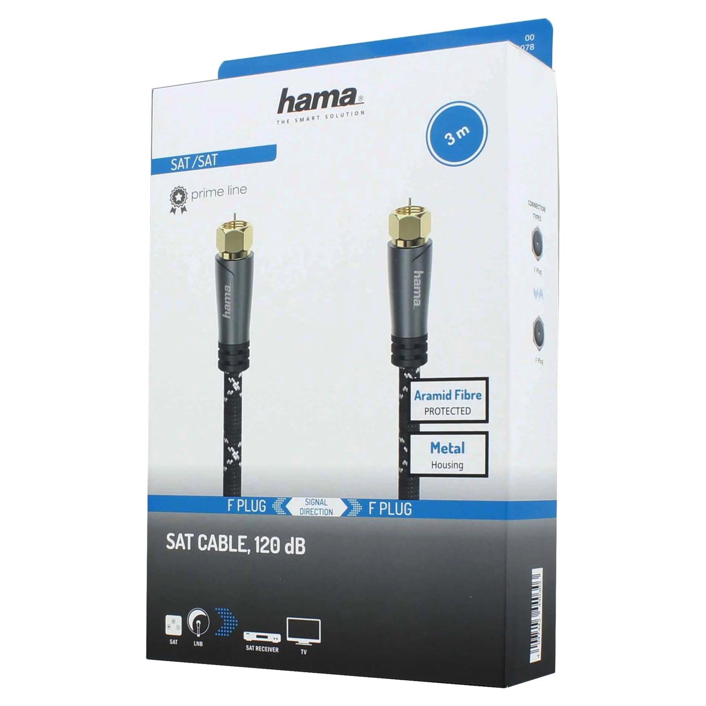 Hama SAT-antennkabel med F-kontakt 120 dB 3 m