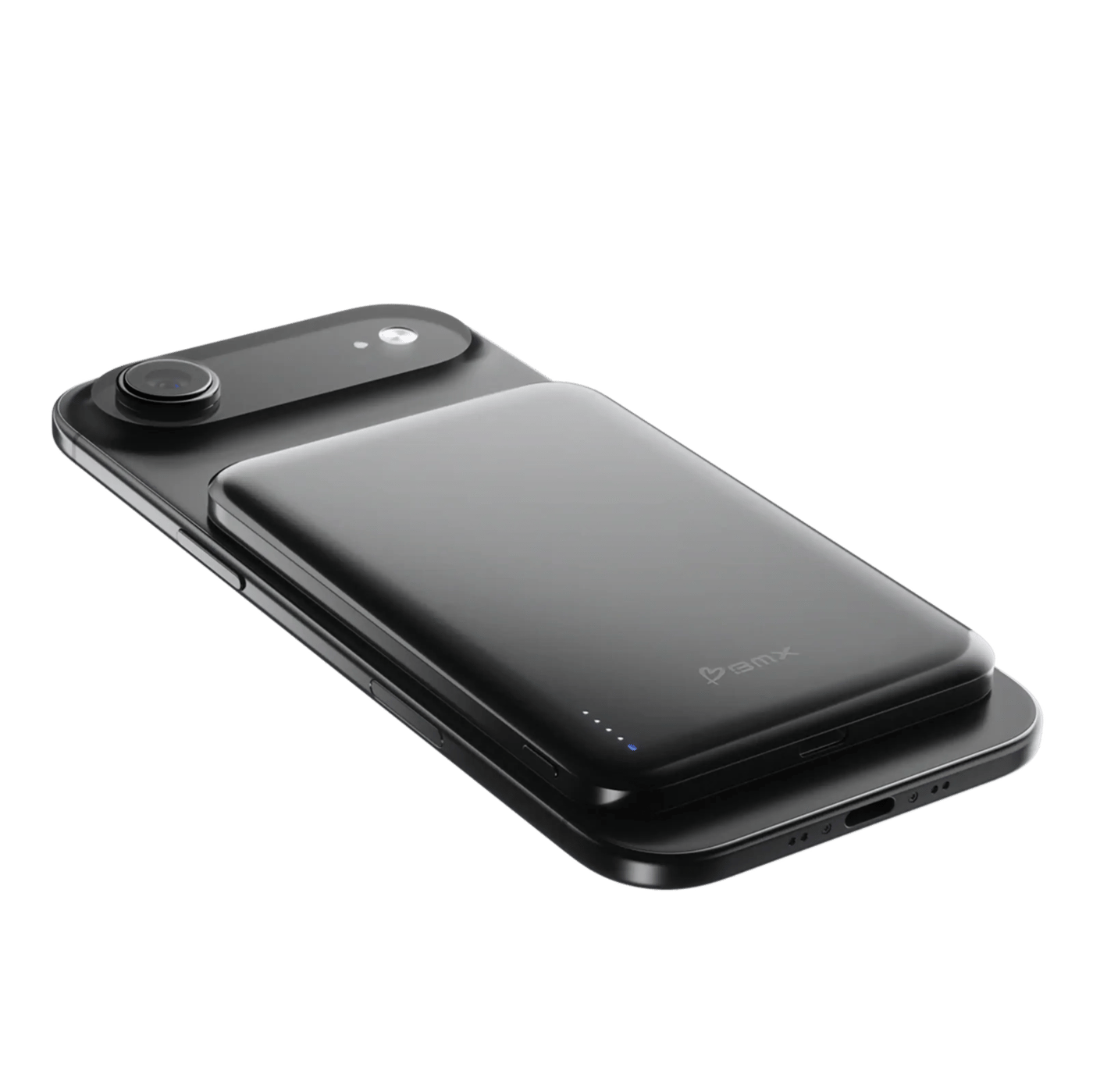 BMX Ultratynt magnetisk Qi2-powerbank 5000 mAh, semi-solid-state i titan Black