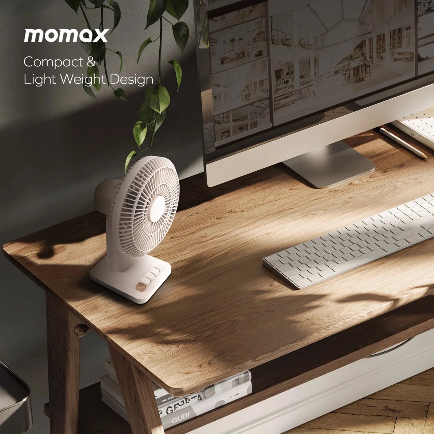 Momax 1°Pod minibordsfläkt Sandsten