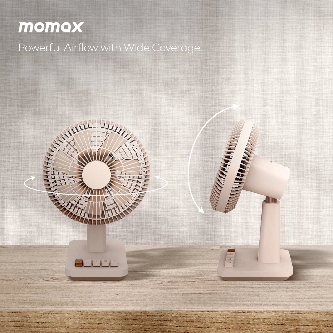 Momax 1°Pod minibordsfläkt Sandsten