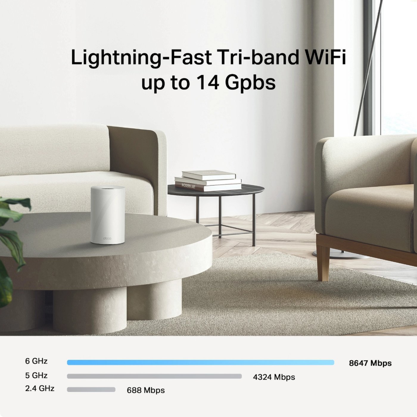 TP-Link Deco BE68 wifi 7-meshsystem BE14000 med 10G-port 1-pack