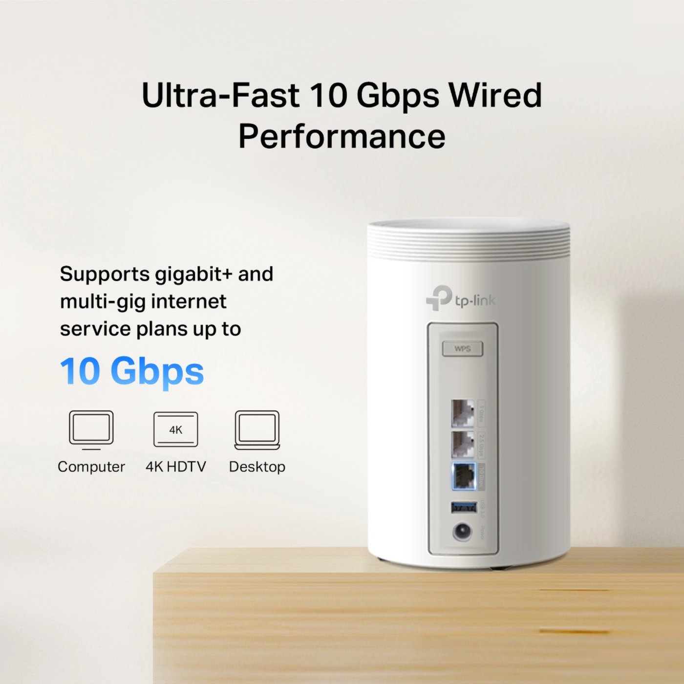 TP-Link Deco BE68 wifi 7-meshsystem BE14000 med 10G-port 1-pack