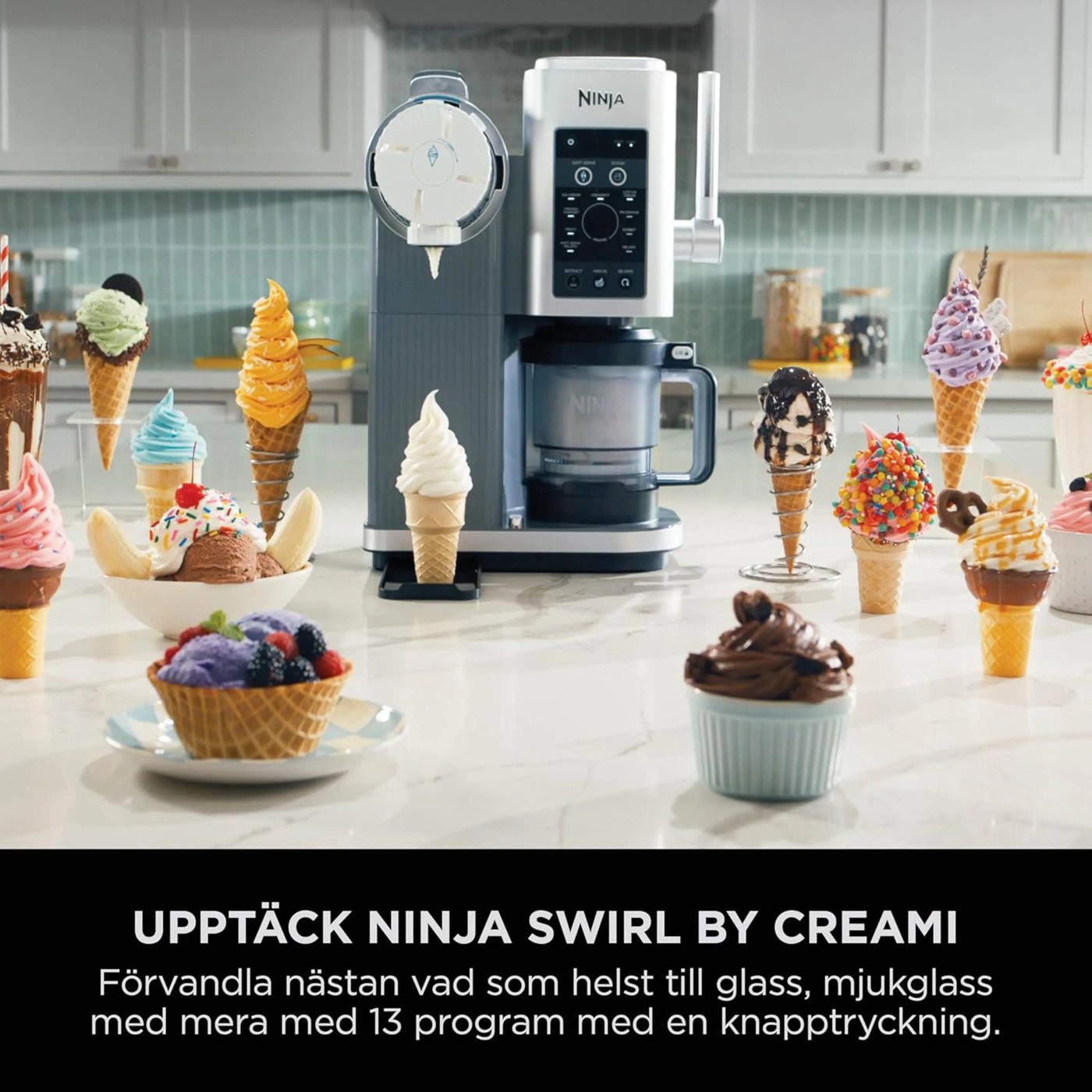 Ninja CREAMi Scoop & Swirl 13-i-1 glassmaskin Platinum Silver