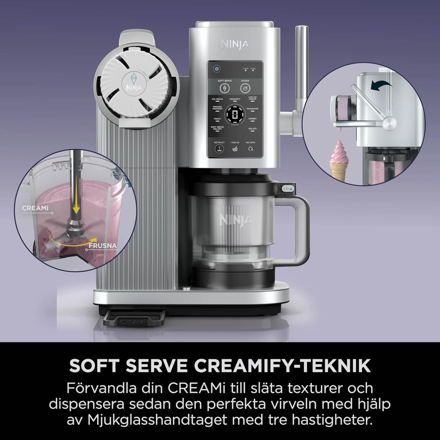 Ninja CREAMi Scoop & Swirl 13-i-1 glassmaskin Platinum Silver