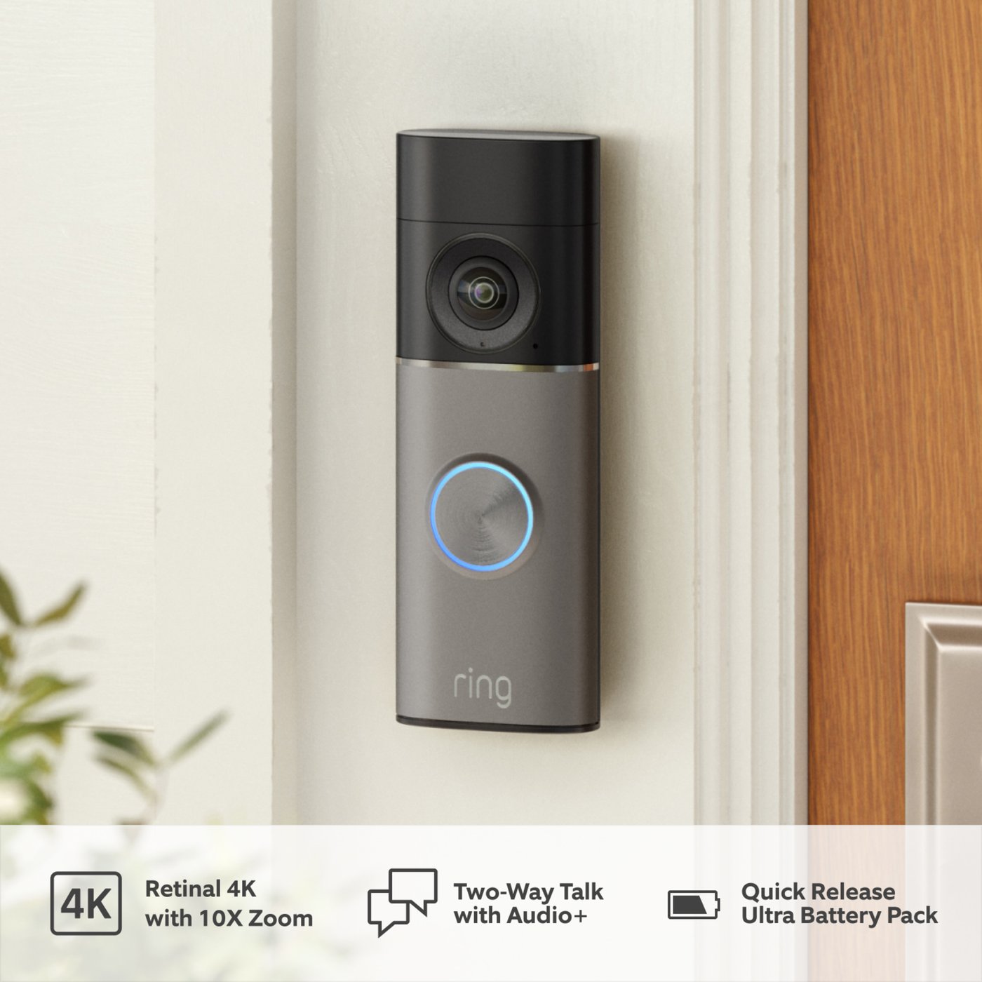 Ring Battery Video Doorbell Pro videodörrklocka 4K Deep Silver