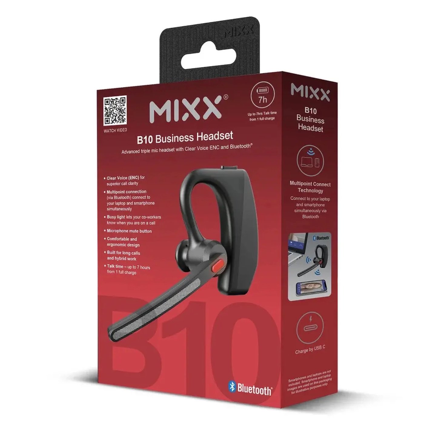 MIXX Mono Headset B10 trådløst med ENC-mikrofon Svart